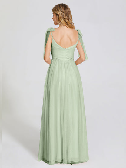 Diana Detachable Bow-knot Straps Tulle Bridesmaid Dress