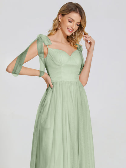 Diana Detachable Bow-knot Straps Tulle Bridesmaid Dress
