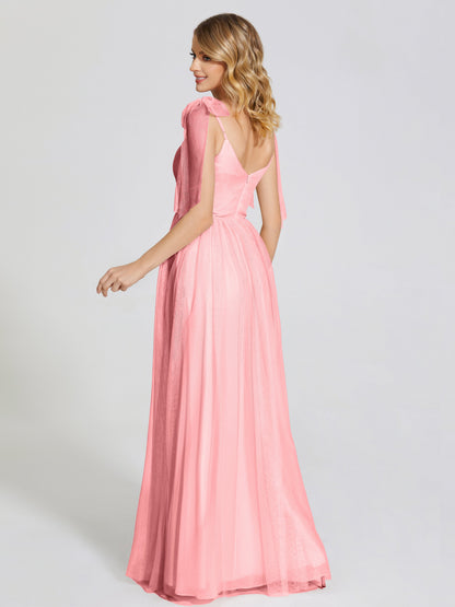 Diana Detachable Bow-knot Straps Tulle Bridesmaid Dress