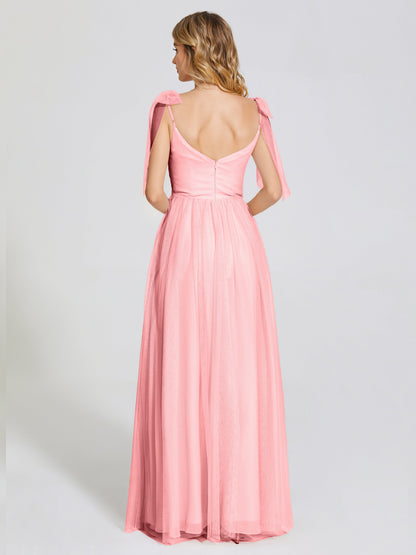 Diana Detachable Bow-knot Straps Tulle Bridesmaid Dress