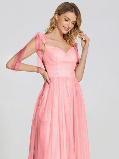 Diana Detachable Bow-knot Straps Tulle Bridesmaid Dress