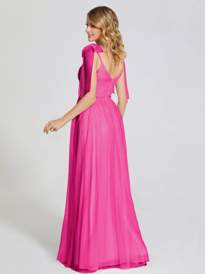 Diana Detachable Bow-knot Straps Tulle Bridesmaid Dress
