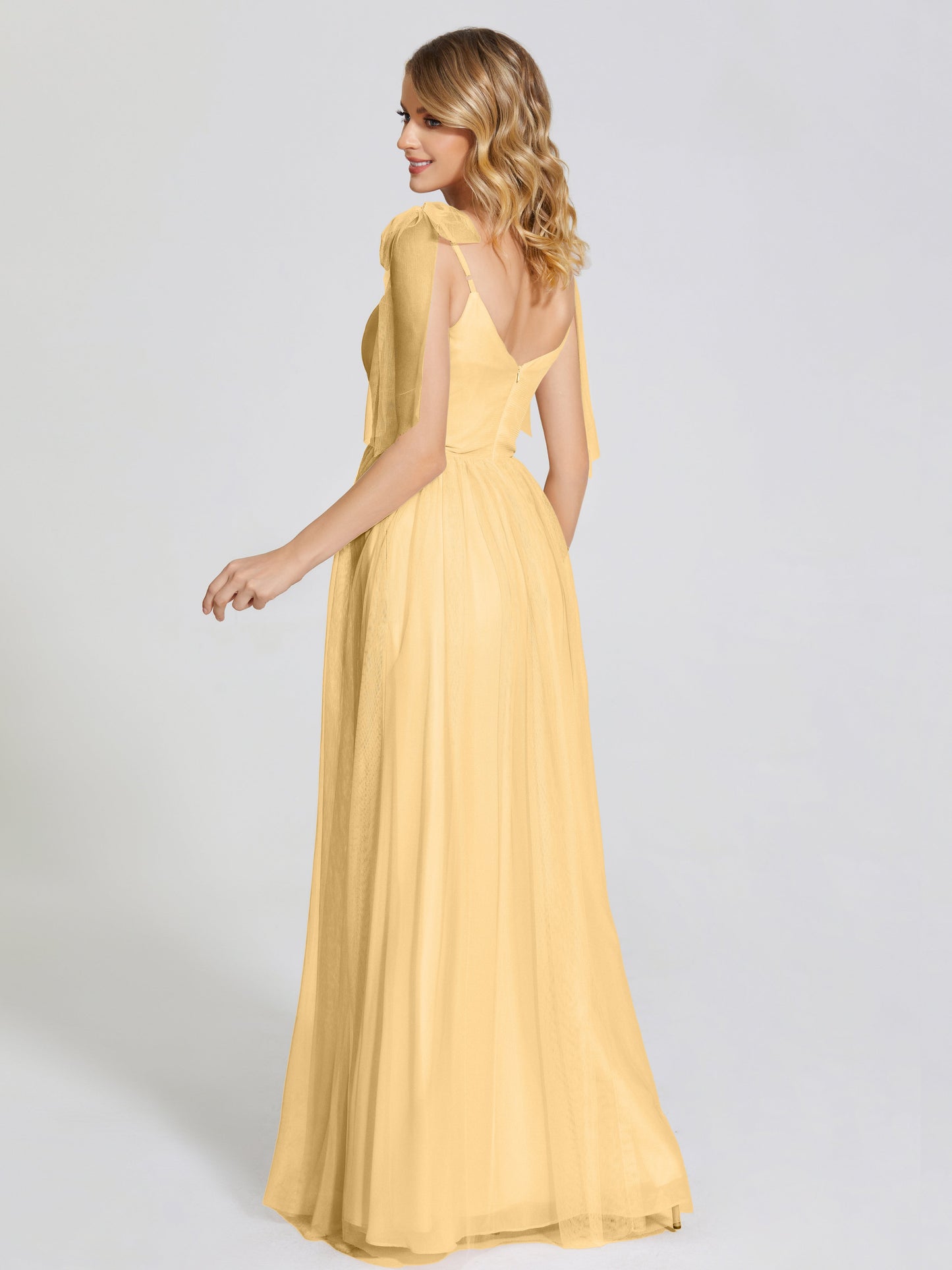 Diana Detachable Bow-knot Straps Tulle Bridesmaid Dress