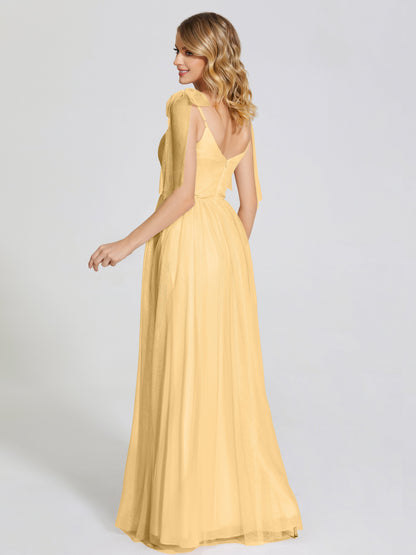 Diana Detachable Bow-knot Straps Tulle Bridesmaid Dress
