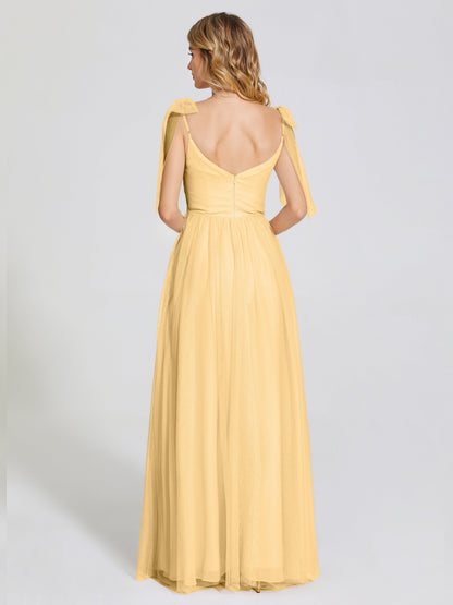 Diana Detachable Bow-knot Straps Tulle Bridesmaid Dress