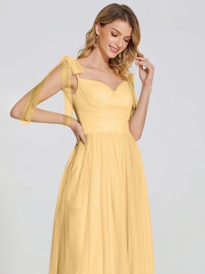 Diana Detachable Bow-knot Straps Tulle Bridesmaid Dress