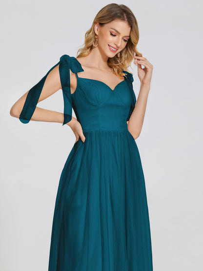 Diana Detachable Bow-knot Straps Tulle Bridesmaid Dress