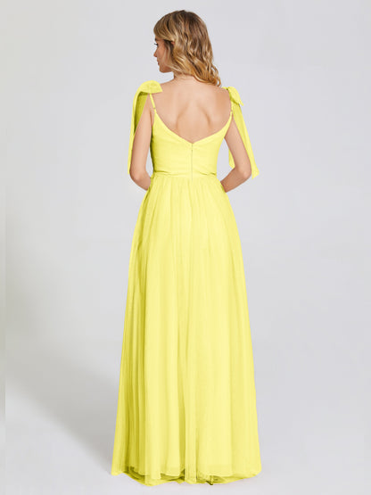 Diana Detachable Bow-knot Straps Tulle Bridesmaid Dress