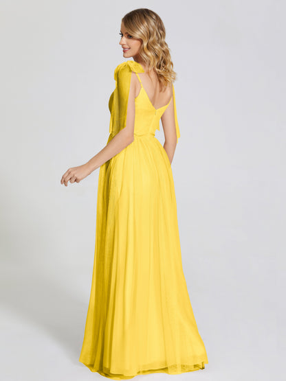 Diana Detachable Bow-knot Straps Tulle Bridesmaid Dress