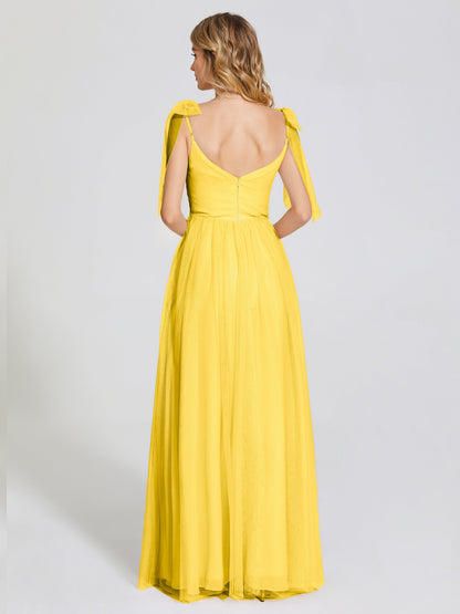 Diana Detachable Bow-knot Straps Tulle Bridesmaid Dress