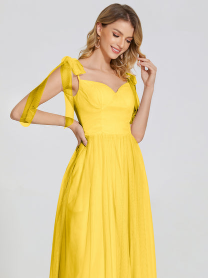 Diana Detachable Bow-knot Straps Tulle Bridesmaid Dress