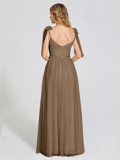 Diana Detachable Bow-knot Straps Tulle Bridesmaid Dress