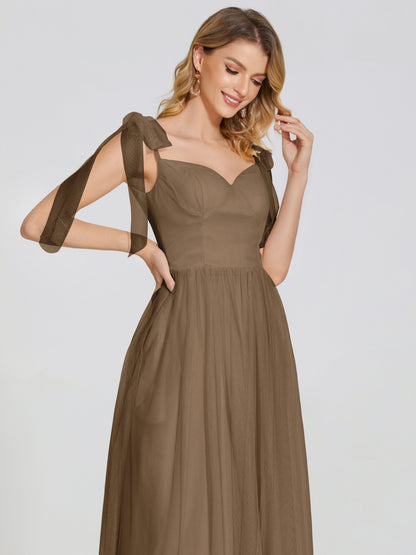 Diana Detachable Bow-knot Straps Tulle Bridesmaid Dress