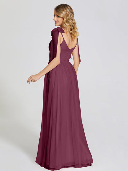 Diana Detachable Bow-knot Straps Tulle Bridesmaid Dress