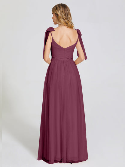 Diana Detachable Bow-knot Straps Tulle Bridesmaid Dress