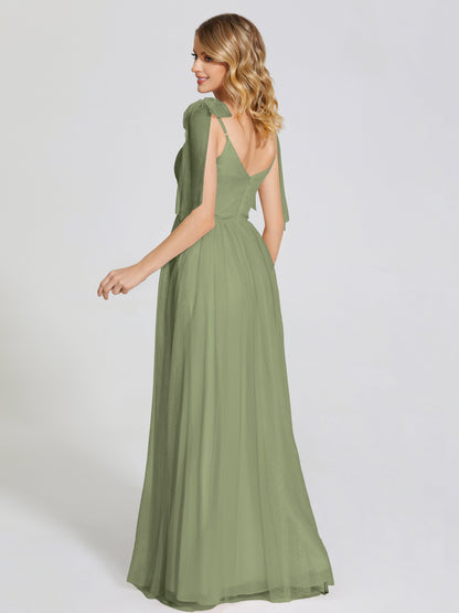 Diana Detachable Bow-knot Straps Tulle Bridesmaid Dress