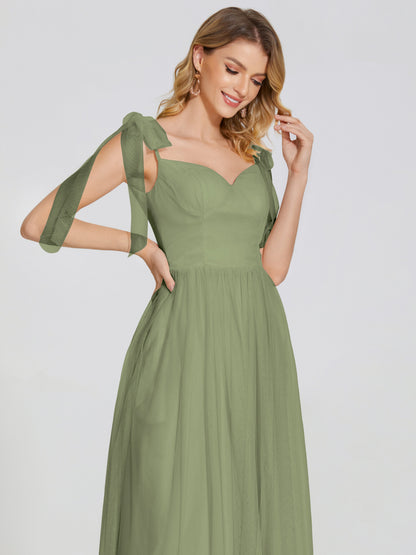 Diana Detachable Bow-knot Straps Tulle Bridesmaid Dress