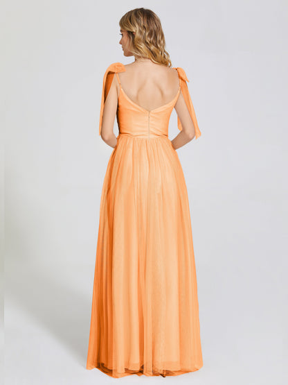 Diana Detachable Bow-knot Straps Tulle Bridesmaid Dress