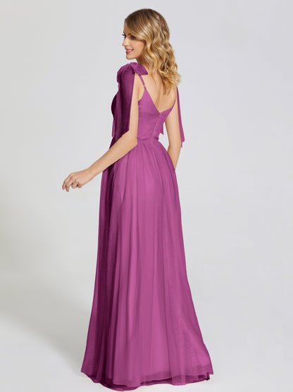 Diana Detachable Bow-knot Straps Tulle Bridesmaid Dress