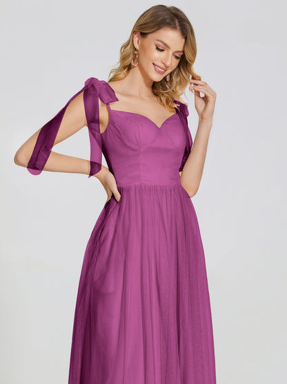 Diana Detachable Bow-knot Straps Tulle Bridesmaid Dress