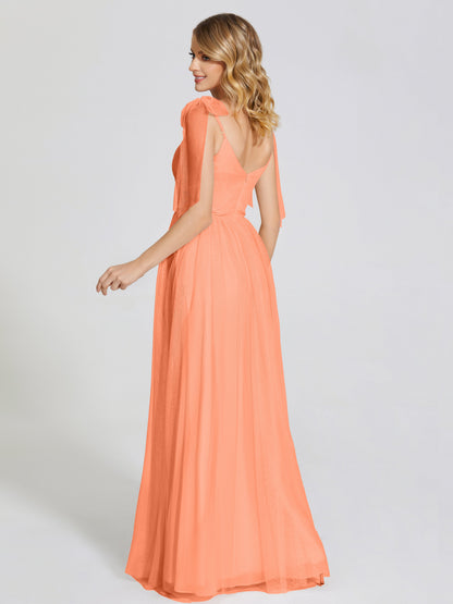 Diana Detachable Bow-knot Straps Tulle Bridesmaid Dress