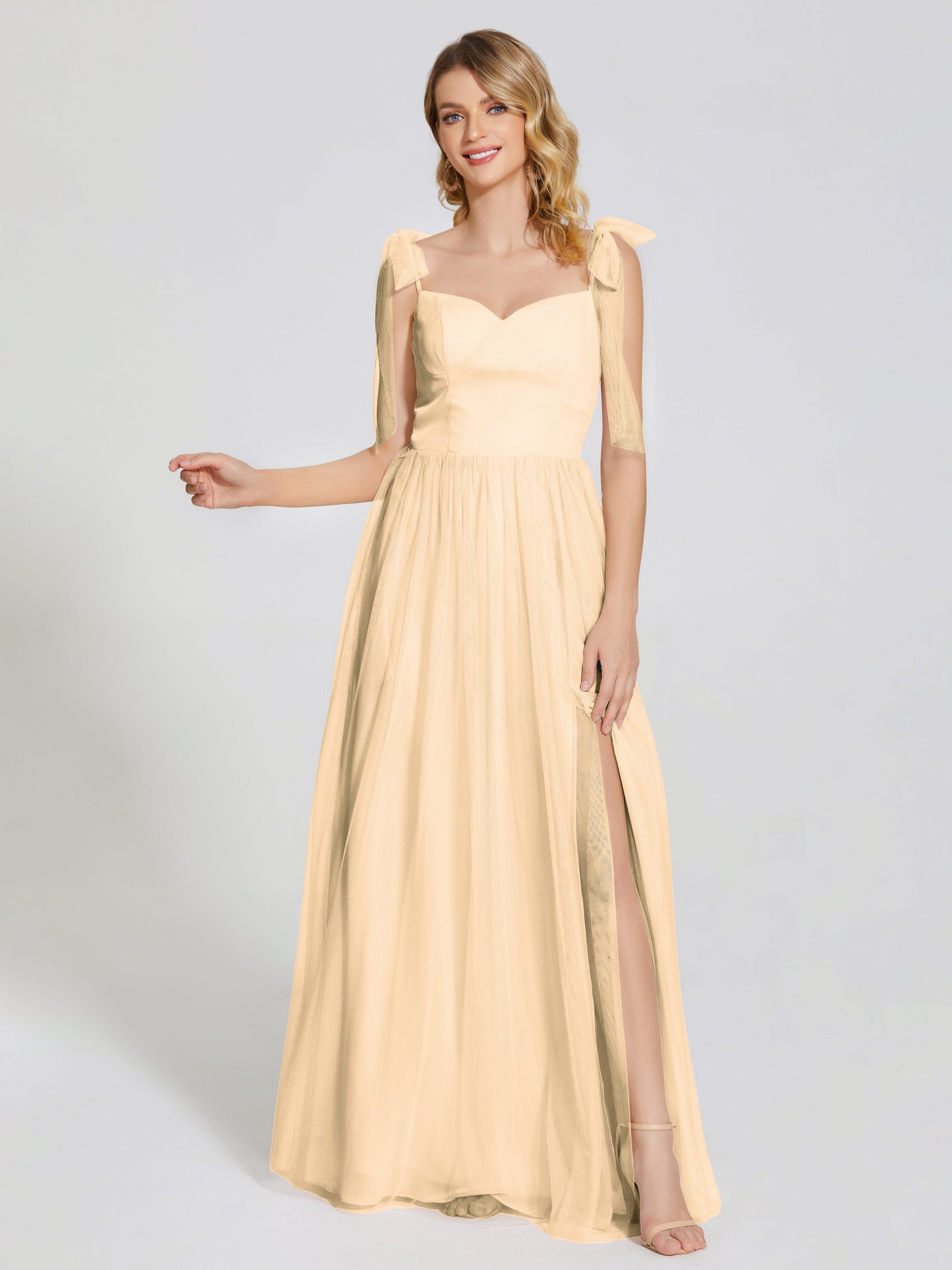 Diana Detachable Bow-knot Straps Tulle Bridesmaid Dress