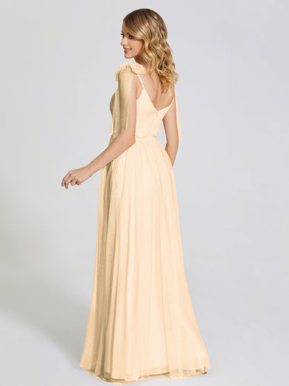 Diana Detachable Bow-knot Straps Tulle Bridesmaid Dress