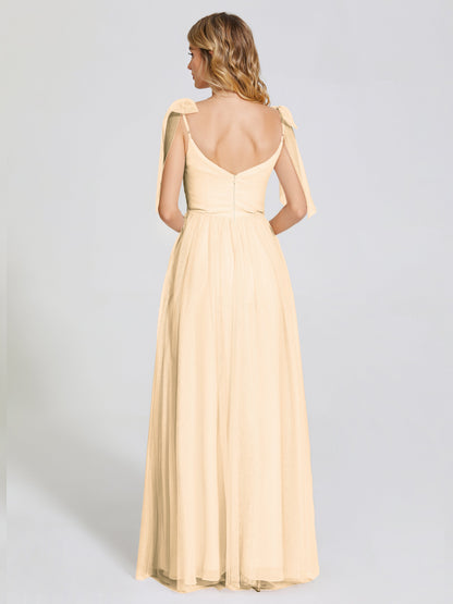 Diana Detachable Bow-knot Straps Tulle Bridesmaid Dress