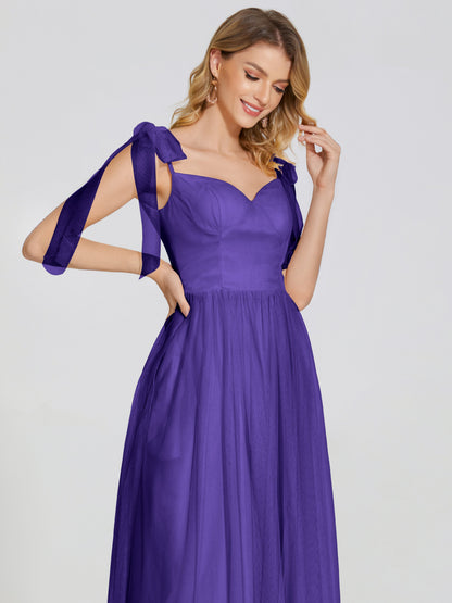 Diana Detachable Bow-knot Straps Tulle Bridesmaid Dress