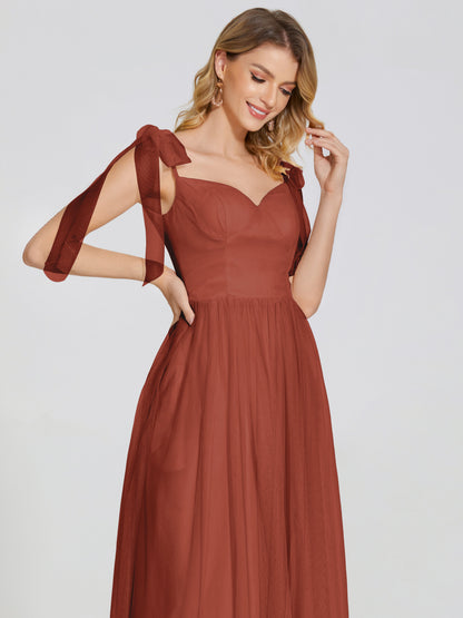 Diana Detachable Bow-knot Straps Tulle Bridesmaid Dress