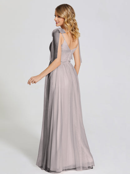 Diana Detachable Bow-knot Straps Tulle Bridesmaid Dress