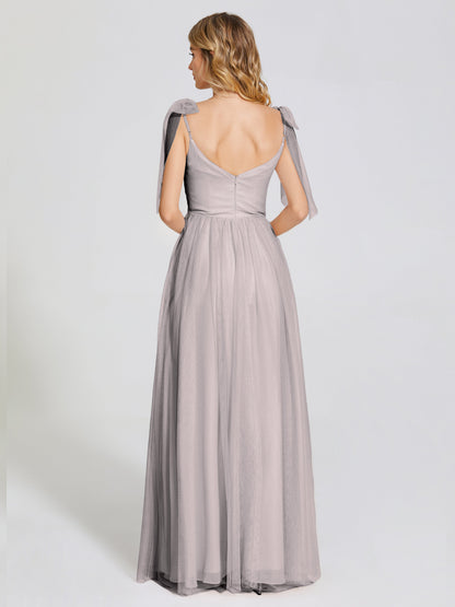 Diana Detachable Bow-knot Straps Tulle Bridesmaid Dress