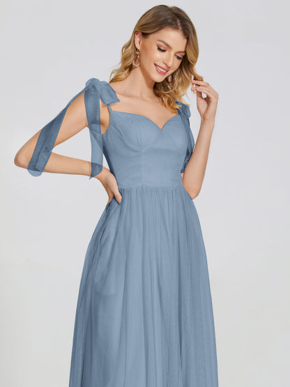 Diana Detachable Bow-knot Straps Tulle Bridesmaid Dress