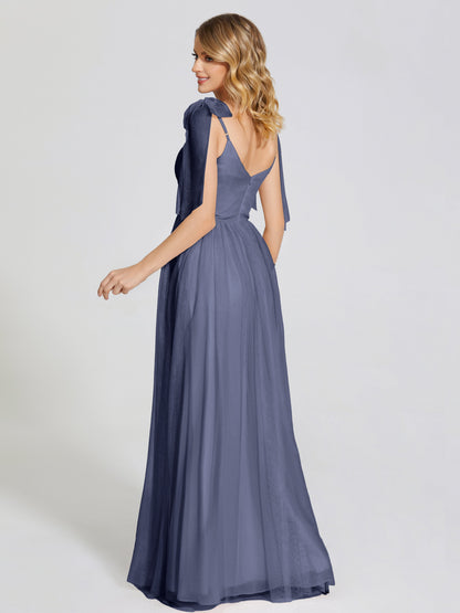 Diana Detachable Bow-knot Straps Tulle Bridesmaid Dress