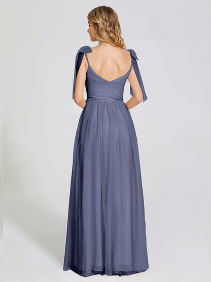 Diana Detachable Bow-knot Straps Tulle Bridesmaid Dress