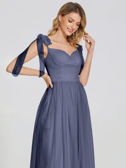 Diana Detachable Bow-knot Straps Tulle Bridesmaid Dress