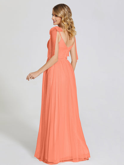 Diana Detachable Bow-knot Straps Tulle Bridesmaid Dress