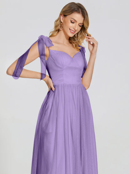 Diana Detachable Bow-knot Straps Tulle Bridesmaid Dress