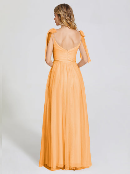 Diana Detachable Bow-knot Straps Tulle Bridesmaid Dress