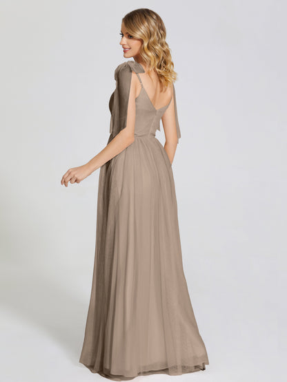 Diana Detachable Bow-knot Straps Tulle Bridesmaid Dress