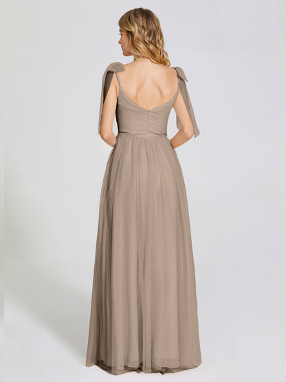 Diana Detachable Bow-knot Straps Tulle Bridesmaid Dress