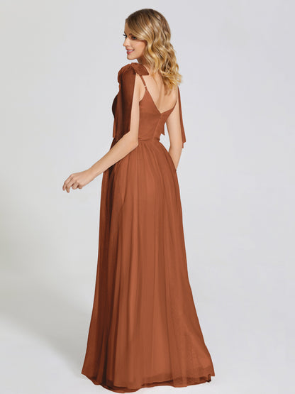 Diana Detachable Bow-knot Straps Tulle Bridesmaid Dress