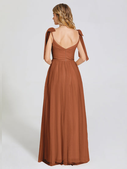 Diana Detachable Bow-knot Straps Tulle Bridesmaid Dress