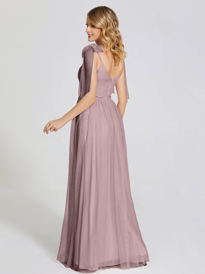 Diana Detachable Bow-knot Straps Tulle Bridesmaid Dress
