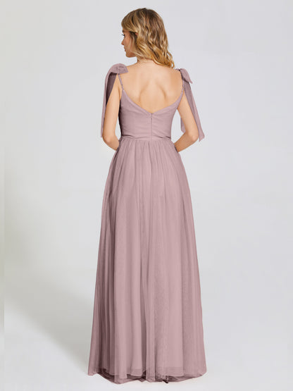 Diana Detachable Bow-knot Straps Tulle Bridesmaid Dress