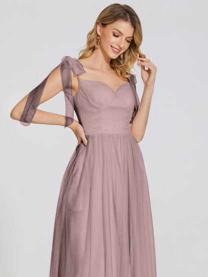 Diana Detachable Bow-knot Straps Tulle Bridesmaid Dress