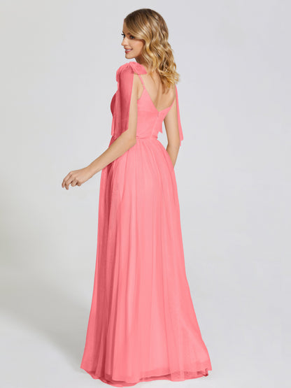 Diana Detachable Bow-knot Straps Tulle Bridesmaid Dress