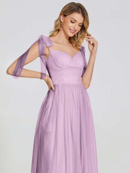 Diana Detachable Bow-knot Straps Tulle Bridesmaid Dress
