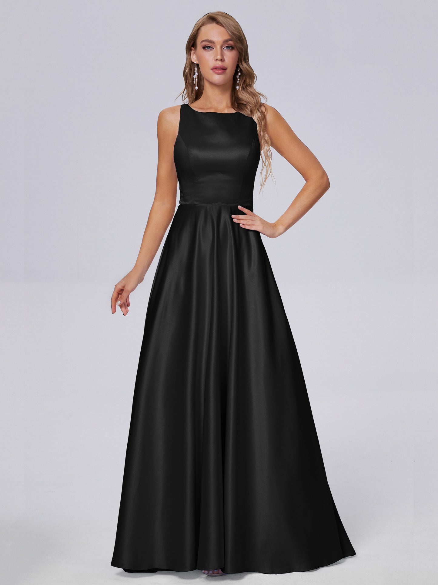 Fiona Sleeveless Satin Long Bridesmaid Dresses