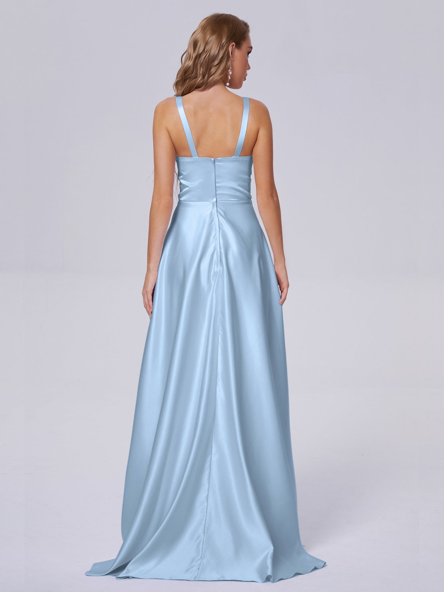 Fiona Sleeveless Satin Long Bridesmaid Dresses